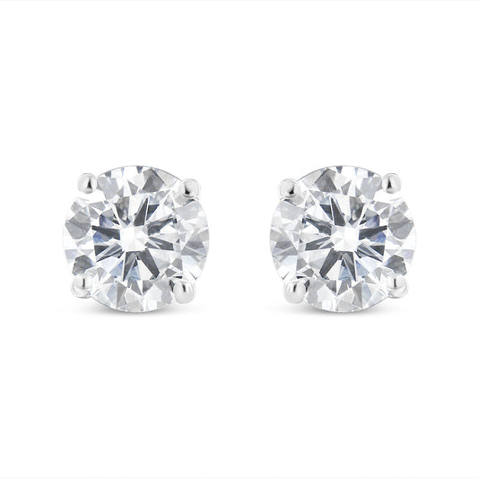 14k White Gold Solitaire Diamond Stud Earrings