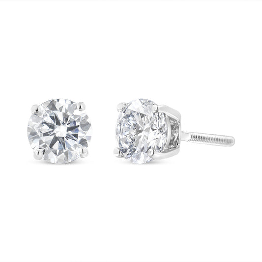 14K White Gold 1 1/2 Cttw Lab Grown Diamond Solitaire Stud Earrings