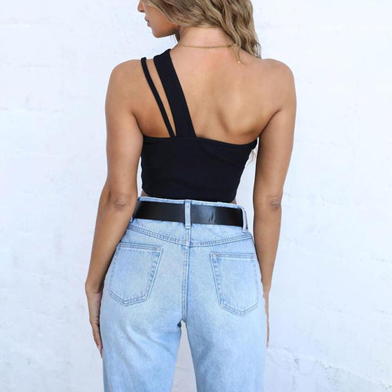 One Shoulder Drawstring Crop Top - Elegant Bodycon