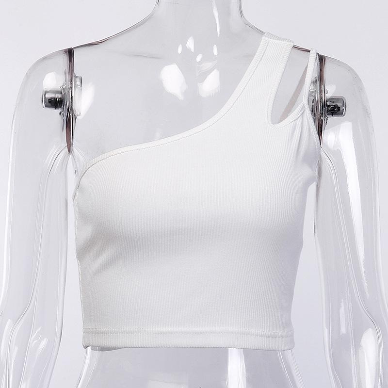 One Shoulder Drawstring Crop Top - Elegant Bodycon