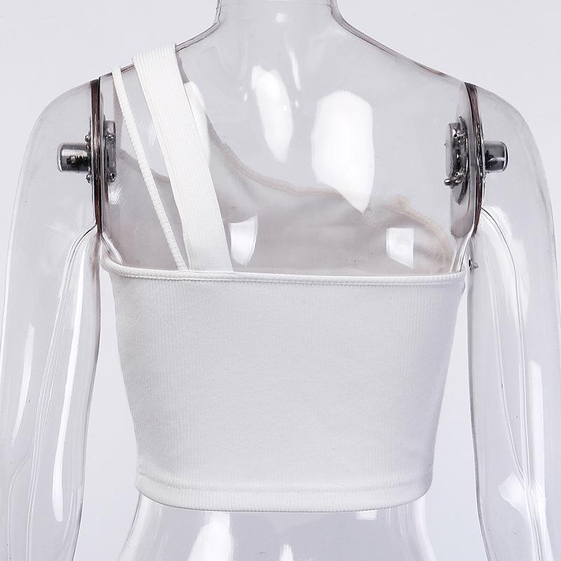 One Shoulder Drawstring Crop Top - Elegant Bodycon