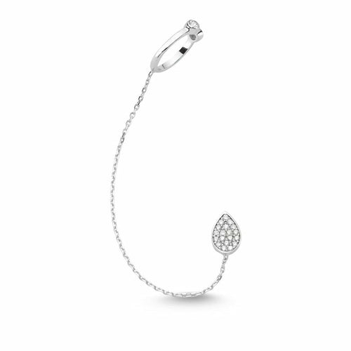Mia Silver Threader Ear Cuff Earring with Chain