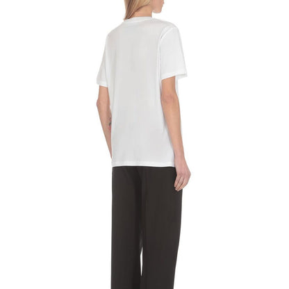 Moschino Weißes Baumwoll-T-Shirt mit gesticktem Herzlogo der Stadt Marbella