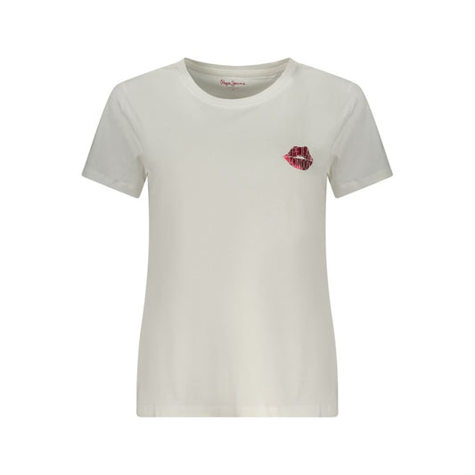 Pepe Jeans Weißes Baumwoll-T-Shirt für Damen