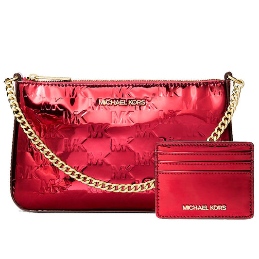 Michael Kors Red Coastal Canvas Shoulder Bag