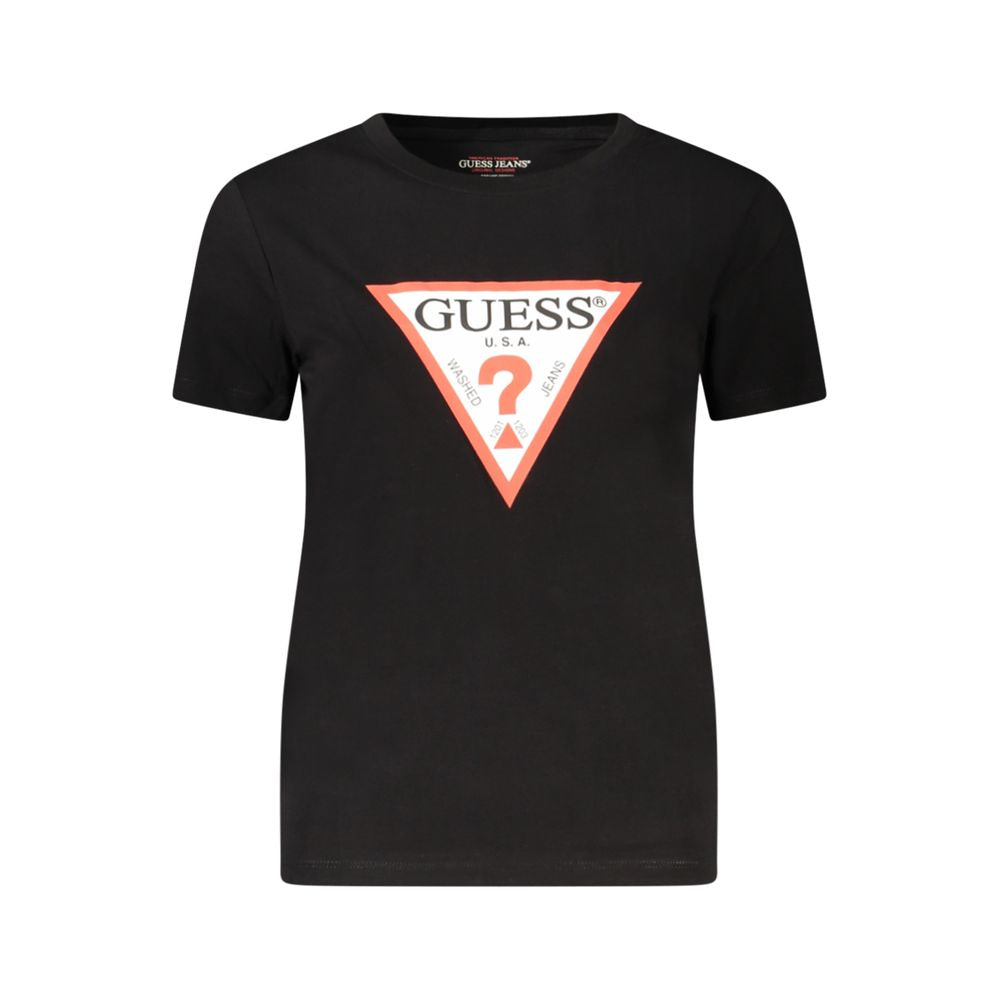 Guess Jeans Schwarzes Bio-Baumwoll-T-Shirt für Damen