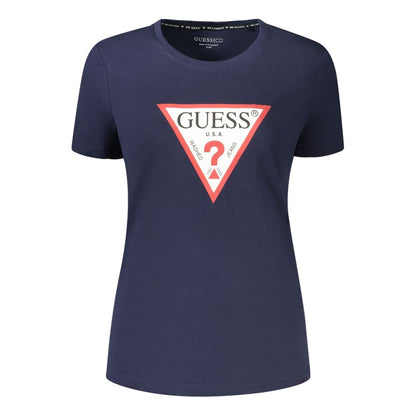 Guess Jeans Blaues Bio-Baumwoll-T-Shirt für Damen