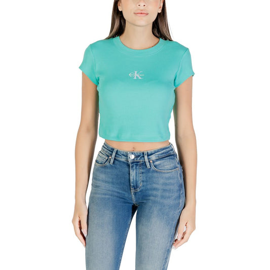 Calvin Klein Jeans Monogram Baby Tee Cotton Turquoise