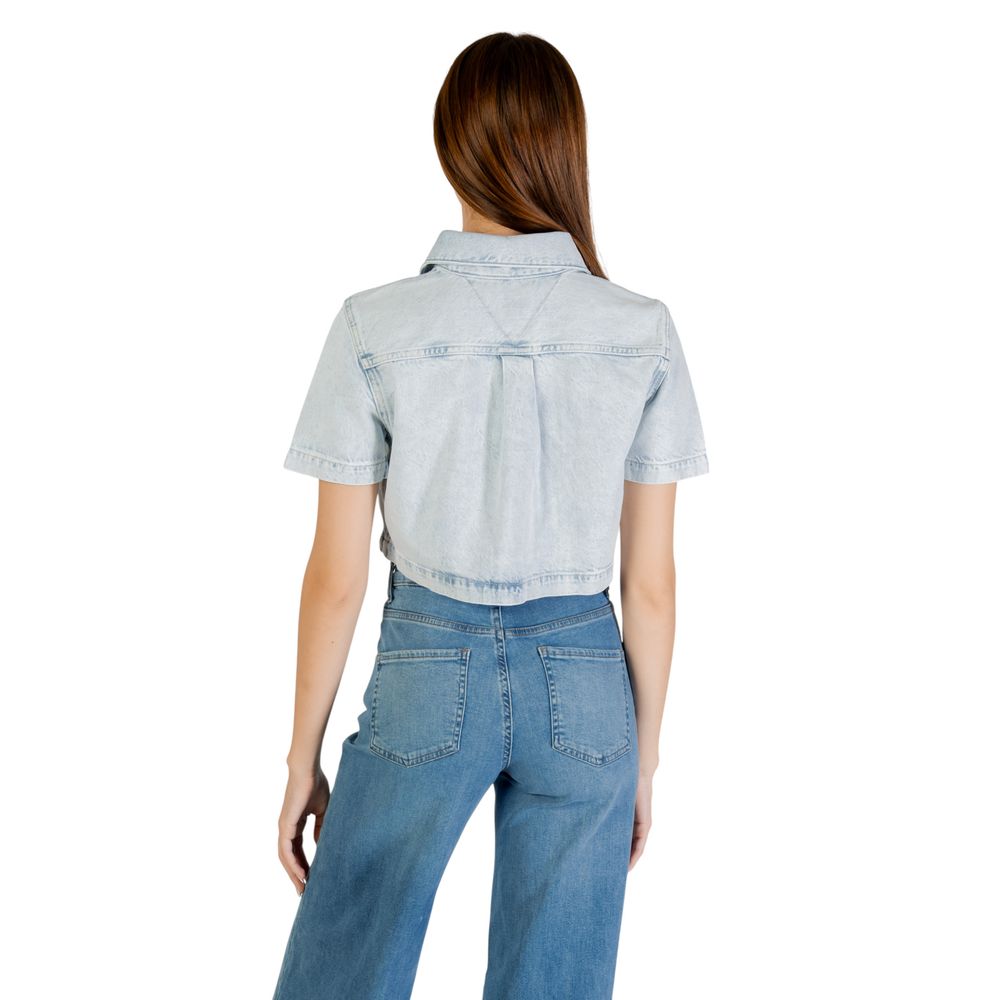 Tommy Hilfiger Cropped Shirt Recycled Cotton Light Blue