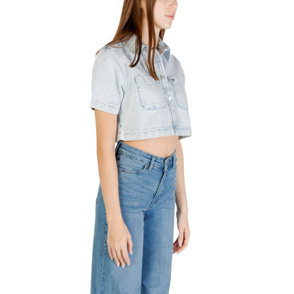 Tommy Hilfiger Cropped Shirt Recycled Cotton Light Blue