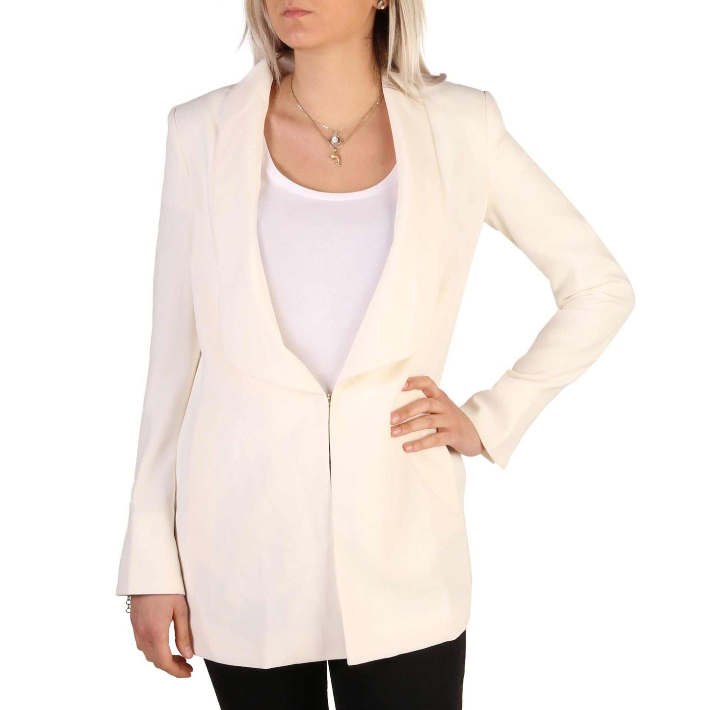 Guess Business Jacket women's monocolor polyester blazer with front closure and two external pockets