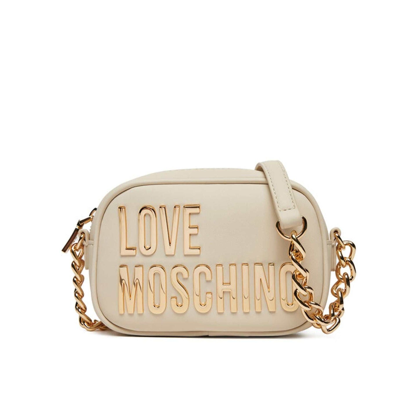 Love Moschino Nude women's crossbody bag in synthetic leather with zipper and visible logo