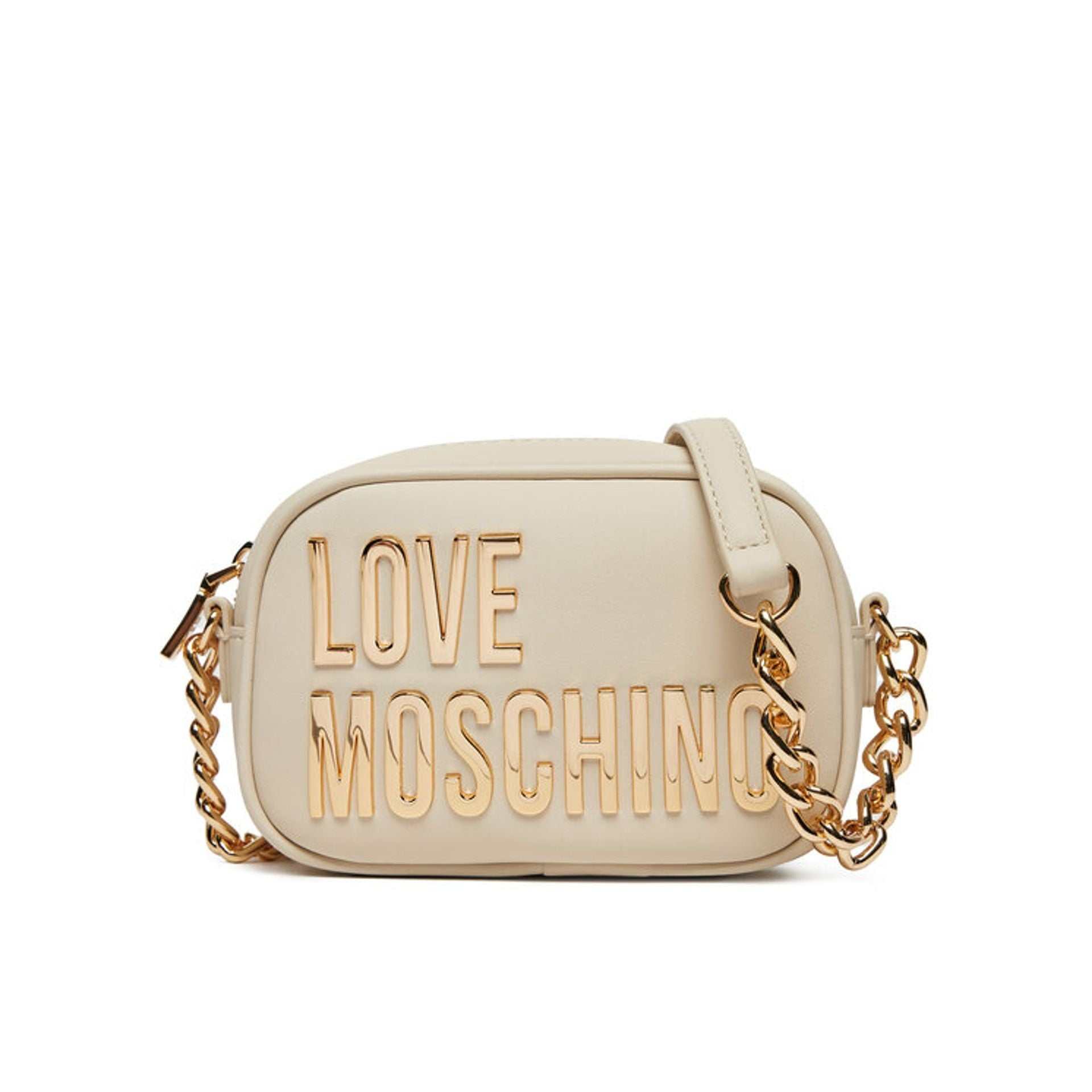 Love Moschino Nude women's crossbody bag in synthetic leather with zipper and visible logo