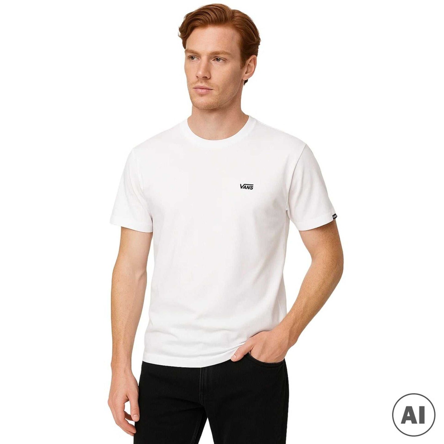 Vans white male t-shirt with short sleeves and visible logo made of 100% cotton