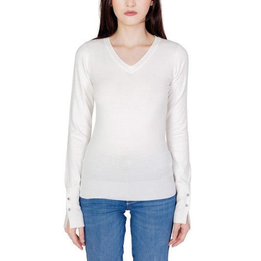 Guess Tailored-Fit Cotton Sweater White Marbella Town