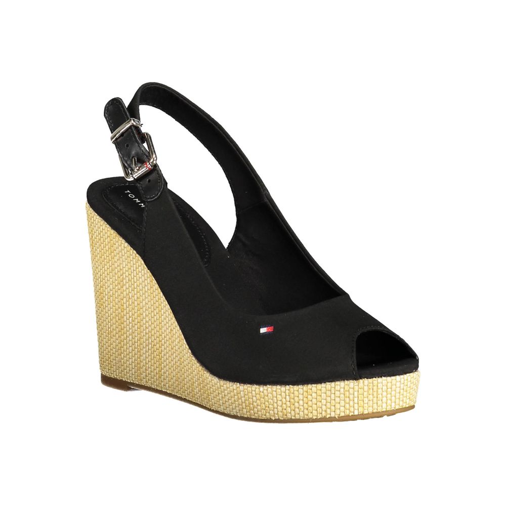 Tommy Hilfiger Sleepless Night Wedge Sandal Black 11 cm Heel with Buckle Closure