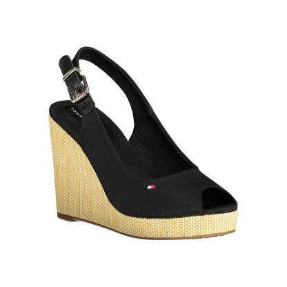 Tommy Hilfiger Sleepless Night Wedge Sandal Black 11 cm Heel with Buckle Closure