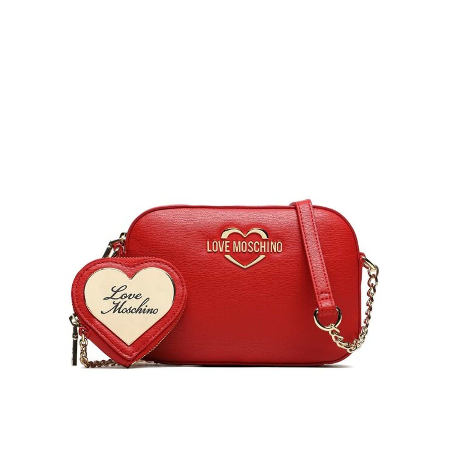Love Moschino Heartbeat women’s synthetic leather crossbody bag with heart logo and zipper closure
