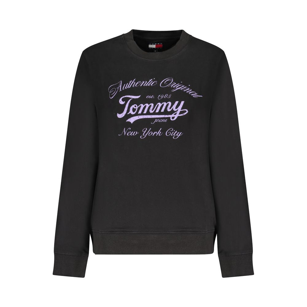 Tommy Hilfiger black cotton sweatshirt with logo and crew neck