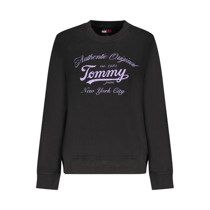 Tommy Hilfiger black cotton sweatshirt with logo and crew neck
