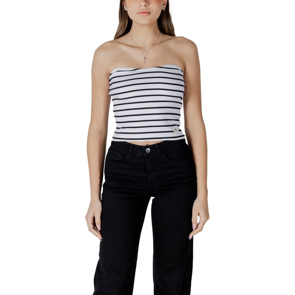 Calvin Klein Jeans white ribbed recycled cotton women's top SS25 collection