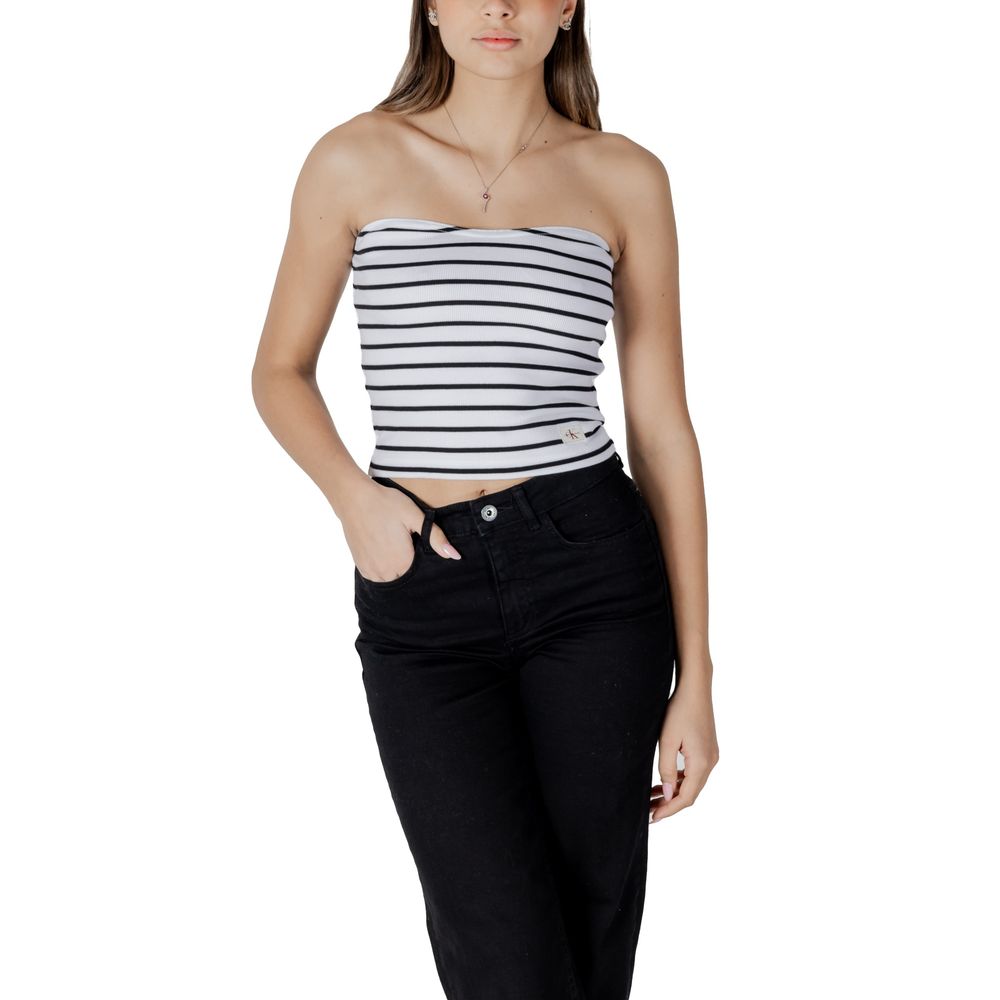 Calvin Klein Jeans Ribbed T-Shirt White Marbella Town
