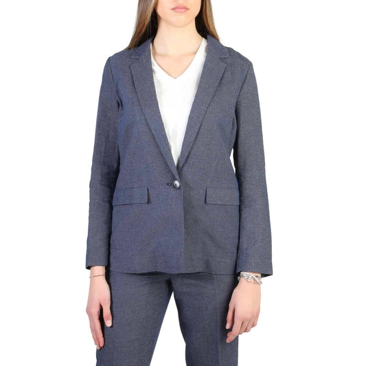 Armani Jeans blue women's cotton-linen blazer with button closure