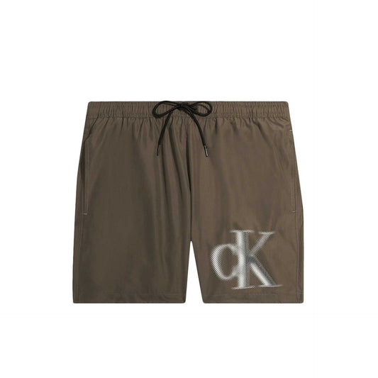 Calvin Klein Beachwear men's monocolor polyester swim trunks with elastic waistband and visible logo