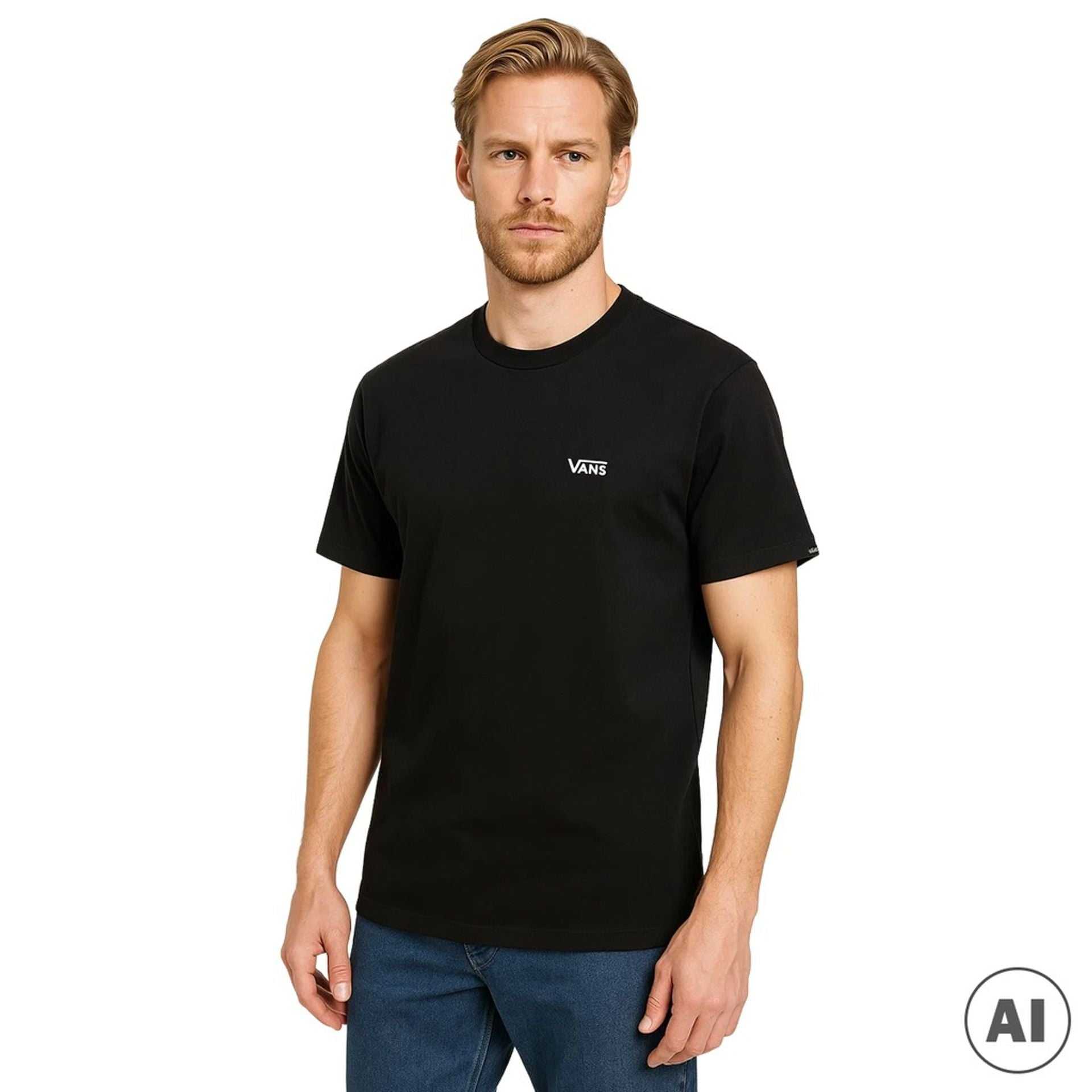 Vans black male t-shirt with visible logo and short sleeves made of 100% cotton